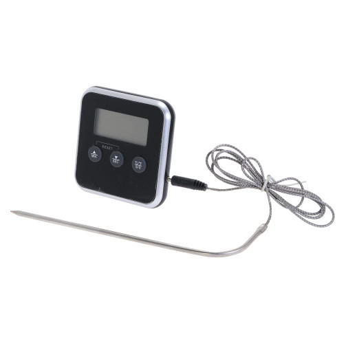 Digital BBQ Thermometer Meat Grill Oven Thermomet with Timer and Stainless Steel Probe Cooking Kitchen Thermometer