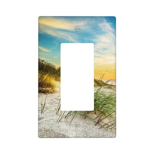Beach Sand Single Rocker Light Switch Cover Wall Plate 1-Gang Decorative Faceplate Bedroom Kitchen Decor Electrical Switch Plate Cover 4.5" X 2.76" Seaweed