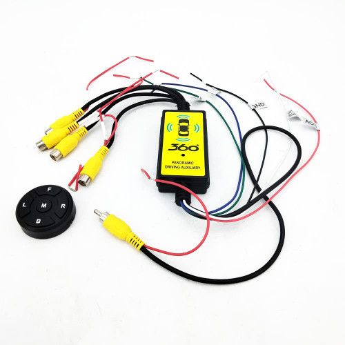 Yassdwbn 4-in-1-out Video Switch Parking Camera 4 View Split Screen Control Box Universal