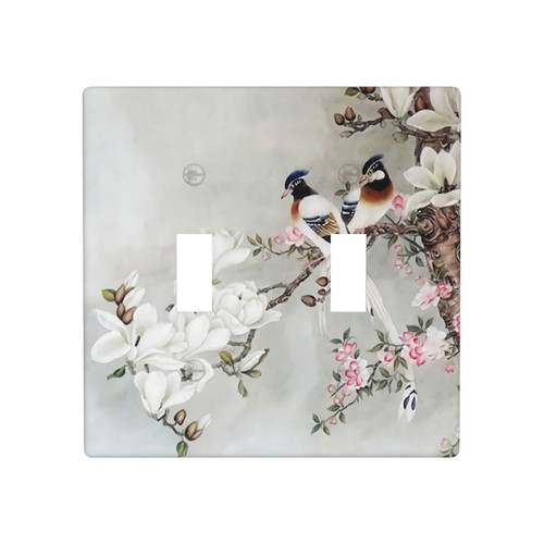 Birds Flowers Light Switch Plate Cover Decorative Double Toggle for Kitchen Bedrooms Bathrooms Standard Size 2 Gang 4.5" x 4.5" Birds Flowers Light Switch Plate Cover Decorative Double Toggle for Kitchen Bedrooms Bathrooms Standard Size 2 Gang 4.5" x 4.5"