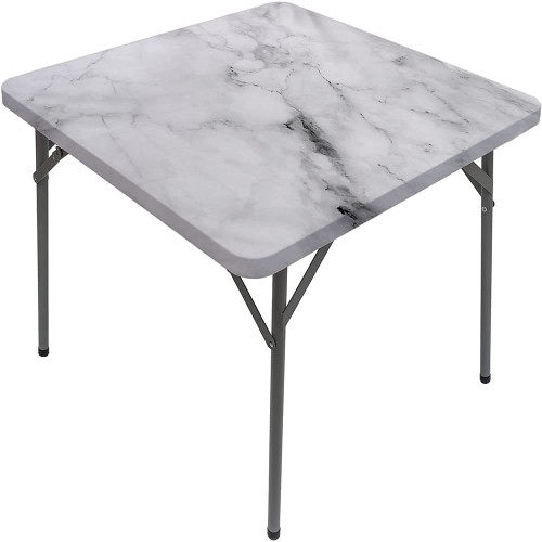 CESGFC Square Fitted Marble Tablecloth, Stone Surface Pattern Cracked Lines and Stripes Display, Elastic Edge, Suitable for Catering and Kitchen, Fit for 40"x40" Square Table Grey Dust White