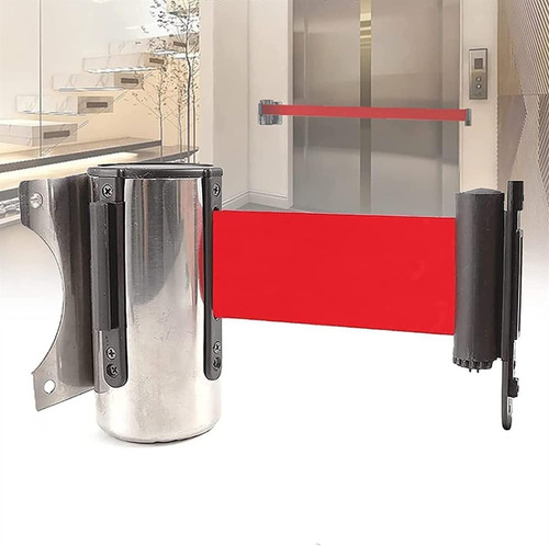 YuegoO Barrier Belt Wall Mounted Retractable 2M Retractable Queue Barrier Belt, Queue Barrier Belt, Suitable Guardrail
