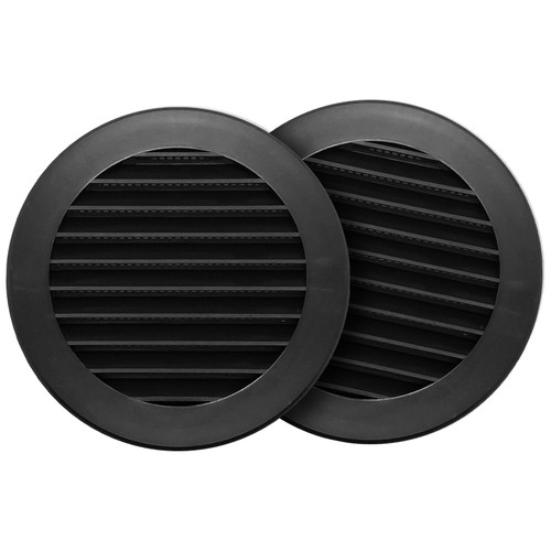 2 Pack - Black 4 Inch Vent Covers - Plastic Round Soffit Vent - Air Vent Louver - Grille Cover - Protective Screen Mesh - HVAC Ventilation