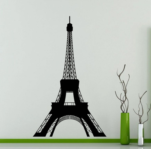 Eiffel Tower Wall Decal Fashion France Signs Paris Logo French Eiffel Tower Vinyl Sticker Home Nursery Kids Boy Girl Room Interior Wall Art Decoration Mural Waterproof Vinyl Sticker Wall Decor (130xx)