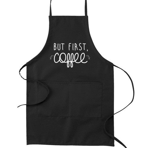 Decal Serpent But First, Coffee Funny Parody Cooking Baking Kitchen Apron - Black