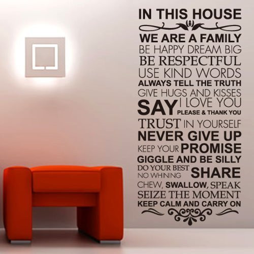 ZY House Rules Family Love Large Wall Stickers Quotes Decals Home Lettering Art Sayings Decor