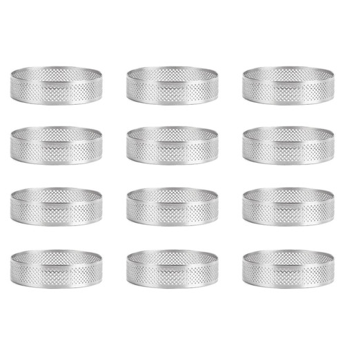 JUMYNOOY 12 Pack Tart Rings Round Perforated Tart Rings Mini Stainless Steel Pastry Baking Mold for Cake Mousse French Dessert Fruit Pie Tart Quiche, 6cm JUMYNOOY 12 Pack Tart Rings Round Perforated Tart Rings Mini Stainless Steel Pastry Baking Mold for Cake Mousse French Dessert Fruit Pie Tart Quiche, 6cm