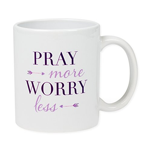 Pray More Worry Less Heart 11 Ounce Ceramic Coffee Mug Pray More Worry Less Heart 11 Ounce Ceramic Coffee Mug
