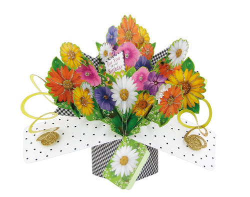 Birthday Flowers Pop-Up Greeting Card Original Second Nature 3D Pop Up Cards