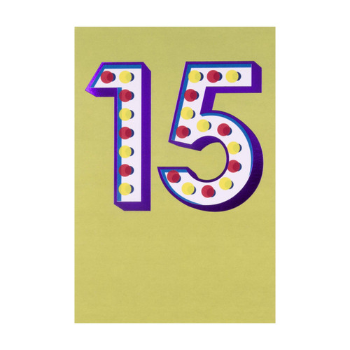 Hallmark 15th Birthday Card- Contemporary Foil Number Design