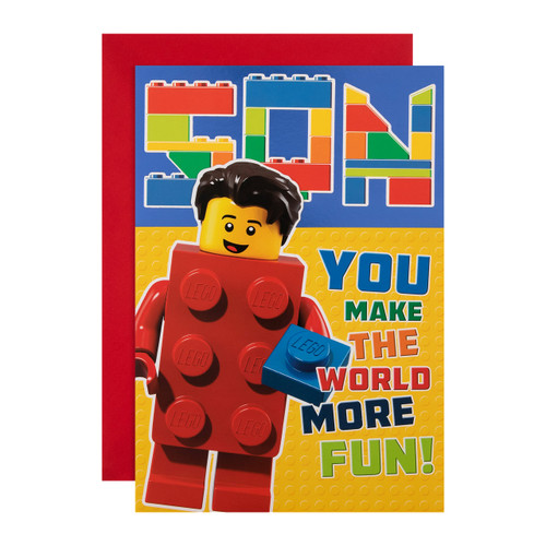 Hallmark Birthday Card for Son - Lego Die Cut Design