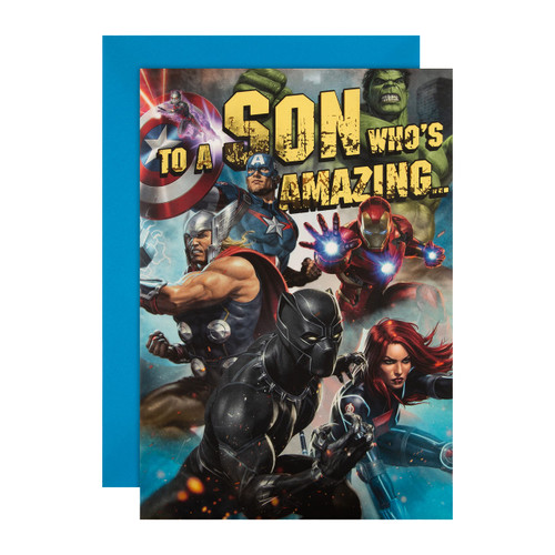Hallmark 3D Birthday Card for Son - Marvel Avengers Pop Up Design, ECM25492641, Multicoloured