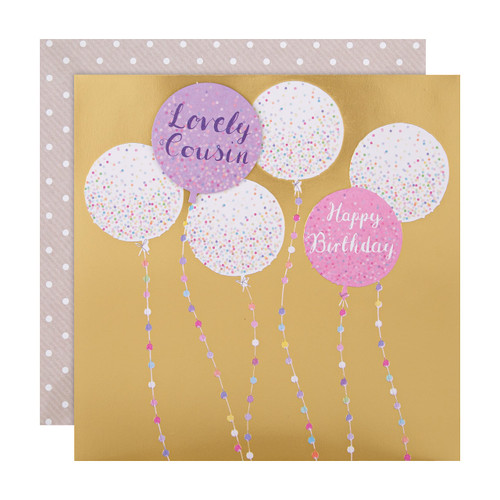 Hallmark Birthday Card for Cousin - Contemporary Colourful Balloons Design, Multicoloured (ECM25525153)