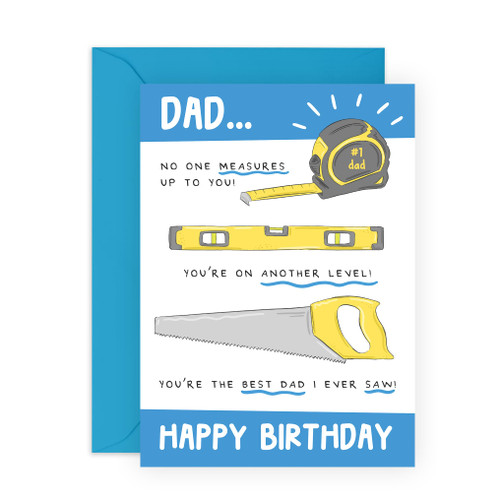 CENTRAL 23 Dad Jokes Card For Him - Funny Dad Birthday Cards - Toolbox Puns - Funny Gifts From Son Daughter - Happy Birthday Cards For Daddy Father Pop Papa - Comes With Fun Stickers