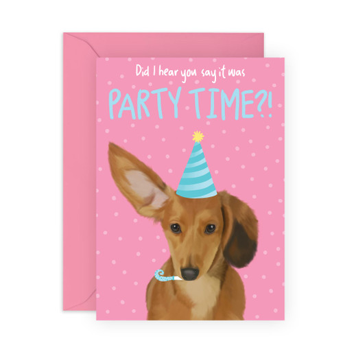CENTRAL 23 Dog Birthday Cards Pink - Party Time? - Funny Sausage Dog Card - Greeting Cards From The Dog - Hilarious Gifts For Fur Mom And Dad Pet Owners - Comes With Fun Stickers