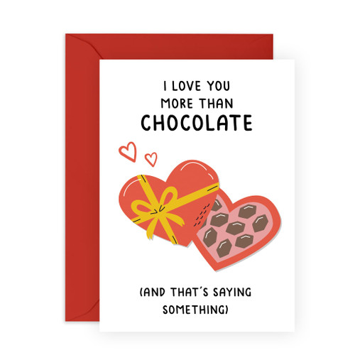 CENTRAL 23 Anniversary Card For Husband Wife - I Love You More Than Chocolate - I Love You Cards For Boyfriend Girlfriend - Valentines Cards For Him Her - Comes With Fun Stickers