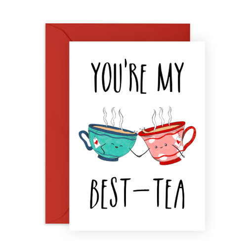 CENTRAL 23 Best Friend Birthday Cards For Her- You're My Best Tea - Bestie Greeting Cards For Men Women - Cute Puns - Cheeky Friendship Cards For BFF Special Someone - Comes With Stickers