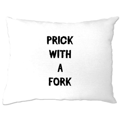 Tim And Ted Novelty Barbecue Pillow Case Prick with A Fork Slogan BBQ Chef Cooking Joke White One Size