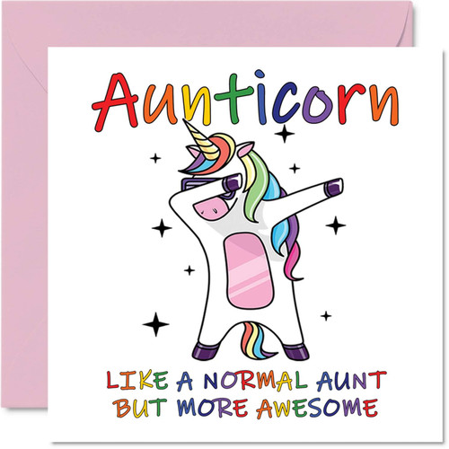 Auntie Birthday Cards for Her - Aunticorn - Funny Aunty Birthday Cards, 5.7 x 5.7 Inch Birthday Greeting Cards, Happy Birthday Auntie Card Unicorn Awesome Aunt Present Gift from Nephew or Niece