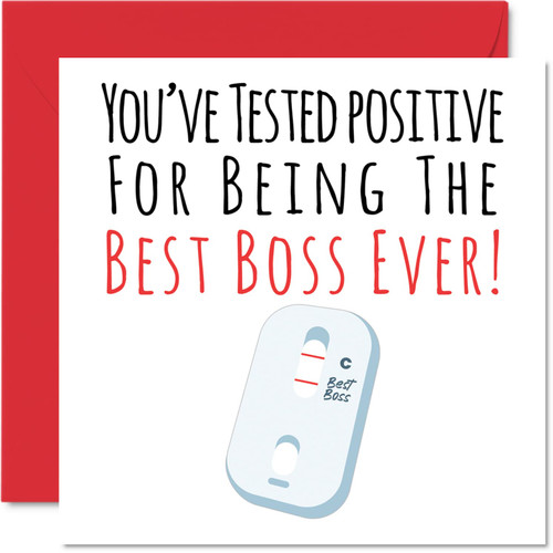 Funny Birthday Cards for Boss - Positive Best Boss Ever - Joke Happy Birthday Card for Manager from Work Colleague, Boss Birthday Gifts, 5.7 x 5.7 Inch Friendship Greeting Cards Gift for Manager
