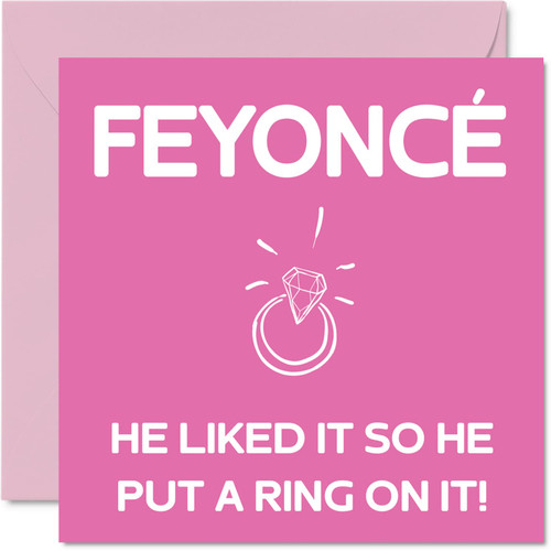Funny Engagement Cards for Couples - Feyonce Put A Ring On It - Congratulations Happy Engagement Gifts, Joke Congrats Card, 5.7 x 5.7 Inch Banter Wedding Marriage Greeting Cards for Fiance Fiancee Funny Engagement Cards for Couples - Feyonce Put A Ring On It - Congratulations Happy Engagement Gifts, Joke Congrats Card, 5.7 x 5.7 Inch Banter Wedding Marriage Greeting Cards for Fiance Fiancee