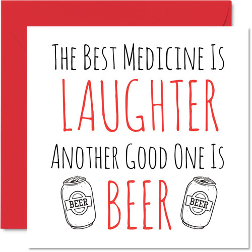 Funny Get Well Soon Cards for Men and Women - Best Medicine is Laughter - Another is Beer, Speedy Recovery Card, 5.7 x 5.7 Inch Joke Humour Get Well Greeting Cards for Friend Brother Sister Colleague Funny Get Well Soon Cards for Men and Women - Best Medicine is Laughter - Another is Beer, Speedy Recovery Card, 5.7 x 5.7 Inch Joke Humour Get Well Greeting Cards for Friend Brother Sister Colleague