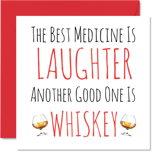Funny Get Well Soon Cards for Men and Women - Best Medicine is Laughter Another is Whiskey, Speedy Recovery Card, 5.7 x 5.7 Inch Joke Humour Get Well Greeting Cards for Friend Brother Sister Colleague Funny Get Well Soon Cards for Men and Women - Best Medicine is Laughter Another is Whiskey, Speedy Recovery Card, 5.7 x 5.7 Inch Joke Humour Get Well Greeting Cards for Friend Brother Sister Colleague
