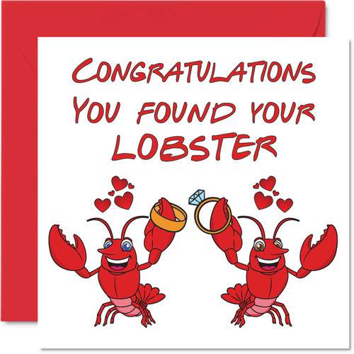 Engagement Cards for Couples - You Found Your Lobster - Congratulations Happy Engagement Gifts, Congrats Well Done Card, 5.7 x 5.7 Inch Wedding Marriage Greeting Cards for Couples Fiance Fiancee Engagement Cards for Couples - You Found Your Lobster - Congratulations Happy Engagement Gifts, Congrats Well Done Card, 5.7 x 5.7 Inch Wedding Marriage Greeting Cards for Couples Fiance Fiancee