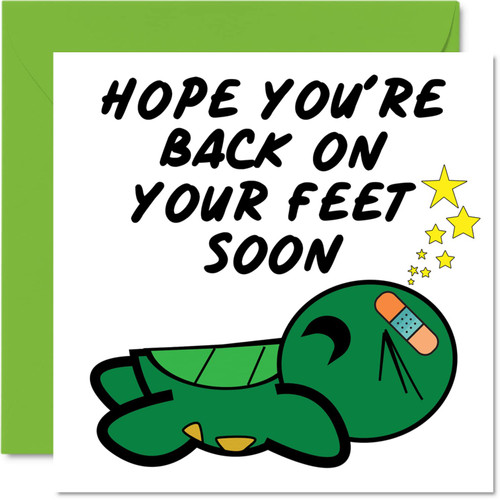 Funny Get Well Soon Cards for Men Or Woman - On Your Feet - Get Well Cards for Women, Speedy Recovery Card, 5.7 x 5.7 Inch Joke Humour Get Well Greeting Cards for Friend Brother Sister Work Colleague