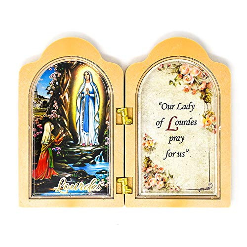 Lourdes Apparition Folding Standing Plaque & Lourdes Prayer Card Lourdes Apparition Folding Standing Plaque & Lourdes Prayer Card
