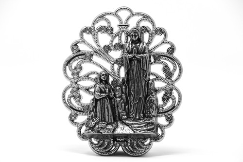 Lourdes Apparition Standing Metal Ornament & Lourdes Prayer Card Lourdes Apparition Standing Metal Ornament & Lourdes Prayer Card