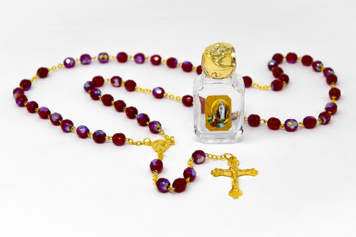 Virgin Mary Rosary Beads with a Bottle of BLESSED Lourdes Holy Water, Depicting the Apparitions, Catholic Gifts & Lourdes Prayer Card Virgin Mary Rosary Beads with a Bottle of BLESSED Lourdes Holy Water, Depicting the Apparitions, Catholic Gifts & Lourdes Prayer Card