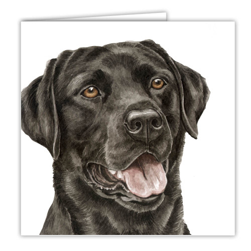 Maturi Blank Greeting Card with Water Color Black Labrador Dog Image