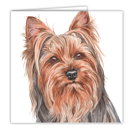 Maturi Blank Greeting Card with Water Colour Yorkshire Terrier Dog Image
