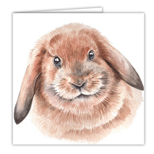 Maturi Blank Greeting Card with Water Colour Rabbit Image