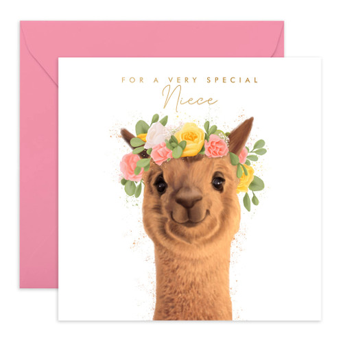 CENTRAL 23 - Sweet Birthday Card for Her - 'For A Very Special Niece' - Cute Niece Birthday Card - Llama Birthday Card - Fun Birthday Cards for Women - Comes with Cute Stickers