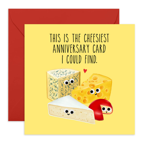 CENTRAL 23 Anniversary Card for Her - 'Cheesiest Anniversary Card' - Sweet Anniversary Card for Husband - Anniversary Card for Wife - Cute Anniversary Card for Couples - Comes with Stickers