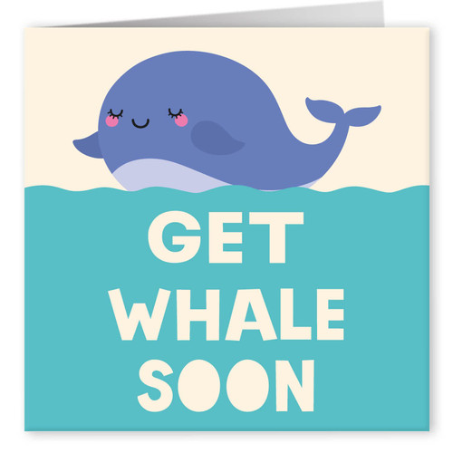 Cult Kitty - Get Whale Soon - Cute Get Well Soon Card - Feel Better Soon Cards - Funny Get Well Son Cards