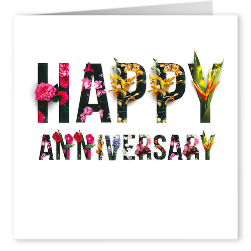 Cult Kitty - Floral Happy Anniversary - Anniversary Card for Her or Him - Girlfriend Anniversary Card - Boyfriend Anniversary Card - Wedding Anniversary Cards for Husband or Wife