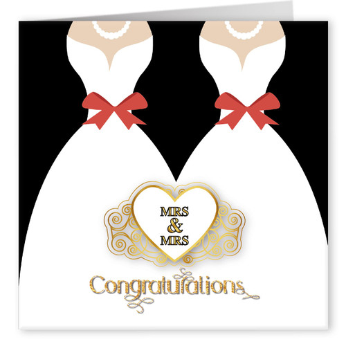 Cult Kitty - Mrs & Mrs - Lesbian Wedding Card - LGBT Anniversary Card - Lesbian Couple - Gay Wedding Card - Gay Congratulations - Lesbian Marriage Card - Mrs and Mrs Valentines Card