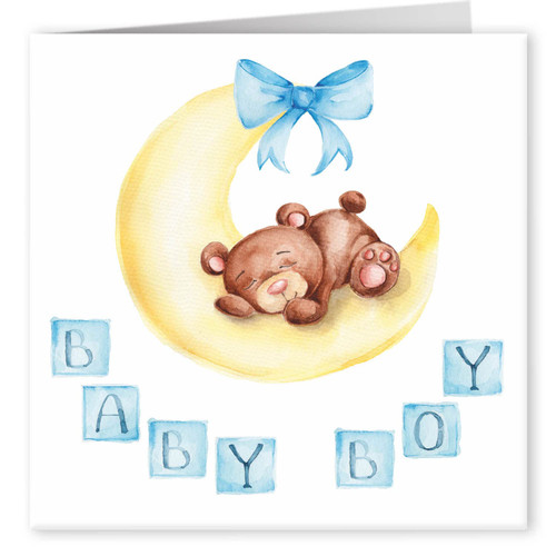 Cult Kitty - Baby Boy Moon - New Baby Congratulations Card - Congrats Card for Couple - Friend New Baby Boy Card - Congratulations Card to New Parents - Arrival Card