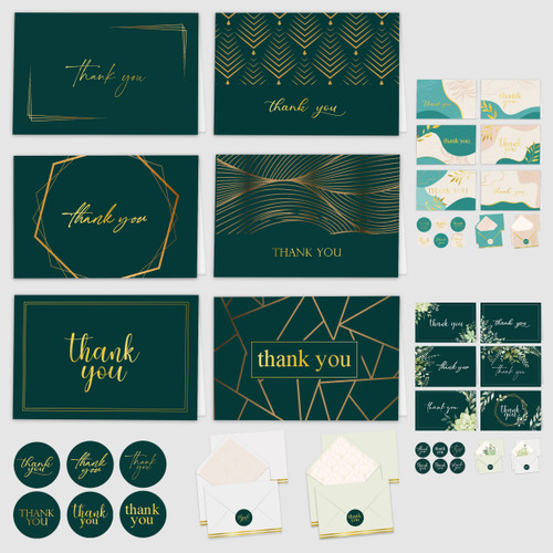 Decorably 24 Gold-Foiled Green Thank You Cards with Envelopes - 6x4in Elegant Thank You Cards Green, Green and Gold Thank You Cards, Green Thank You Card, Professional Thank You Cards with Envelopes Decorably 24 Gold-Foiled Green Thank You Cards with Envelopes - 6x4in Elegant Thank You Cards Green, Green and Gold Thank You Cards, Green Thank You Card, Professional Thank You Cards with Envelopes