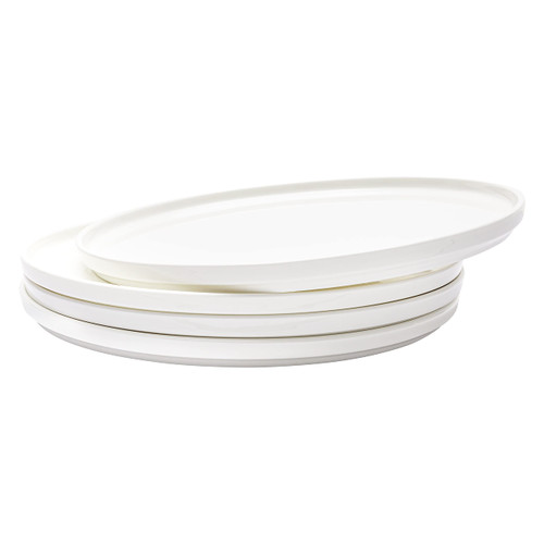 Vikko Salad Plate, Set of 4 White Plates, Bone China, Stackable 10 Inch Dinner Plates, Dishwasher Safe