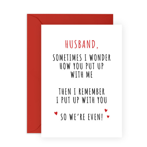 CENTRAL 23 Husband Birthday Card From Wife - 'How You Put Up With Me' - Funny Birthday Card For Husband - Valentine's Day or Anniversary Card for Him Men Husband Partner - Comes With Stickers