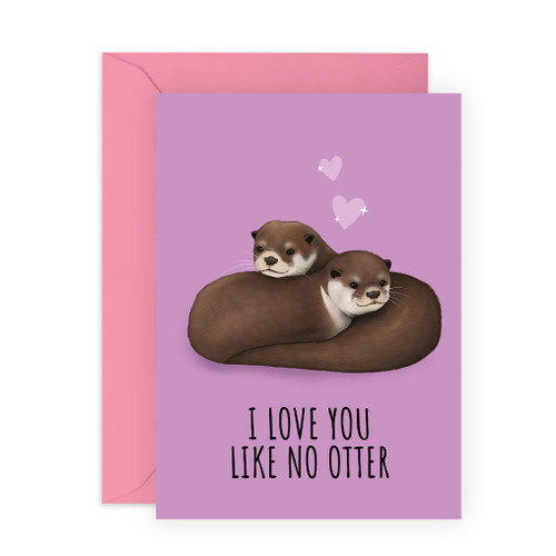 CENTRAL 23 Sweet Anniversary Card For Couple - 'I Love You Like No Otter' - Romantic Birthday Card For Boyfriend Girlfriend - Valentines Day Cards Funny for Husband Wife - Comes With Stickers