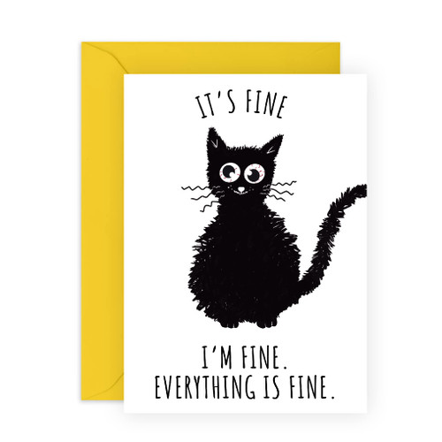 CENTRAL 23 Good Luck Cards - Funny Cat Card For Friends - 'I'm Fine' - Affirmation Cards - New Job Card - Well Done Card - Get Well Soon Card - Comes With Fun Stickers