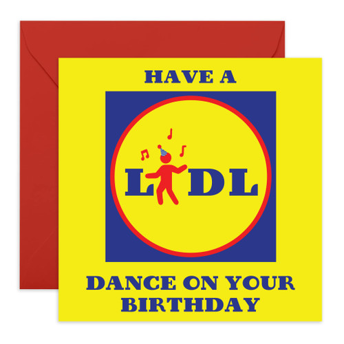 CENTRAL 23 Funny Birthday Card for Men - 'Yellow Litl Dancing Birthday Card' - LIDL - Humorous Greeting Card for Mom Dad Wife - Cheeky - Pun - Comes With Stickers