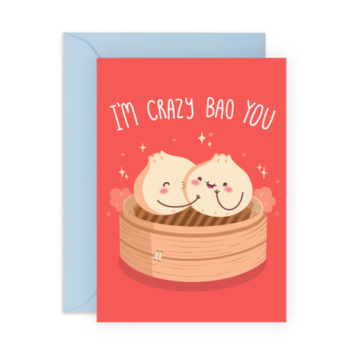 CENTRAL 23 Anniversary Card For Him Her - I'm Crazy Bao You - Sweet Greeting Cards For Men Women - Valentine's Day Cards For Wife Husband Boyfriend Girlfriend - Comes With Fun Stickers