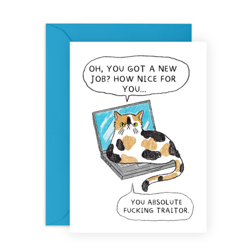 CENTRAL 23 Good Luck Card For Colleague - New Job Cat Computer - Leaving Cards For Women Men - New Job Card - Congratulations New Job Card Colleagues - Goodbye Cards - Comes With Fun Stickers