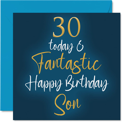 Fantastic 30th Birthday Cards for Son - 30 Today & Fantastic - Happy Birthday Card for Son from Mom or Dad, Son Birthday Gifts, 5.7 x 5.7 Inch Birthday Greeting Cards Gift for Son